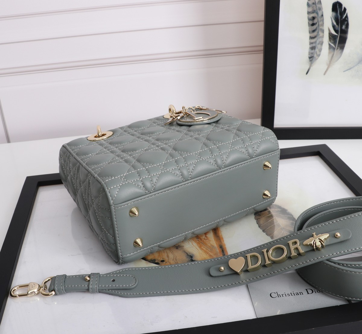 Small Lady Dior My ABCDior Bag Gray Cannage Lambskin